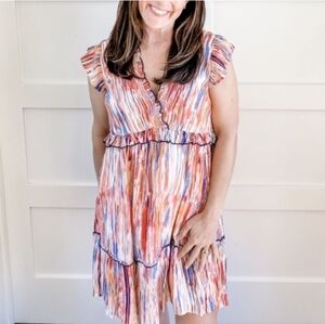 THML V-Neck Tiered Swing Dress Small